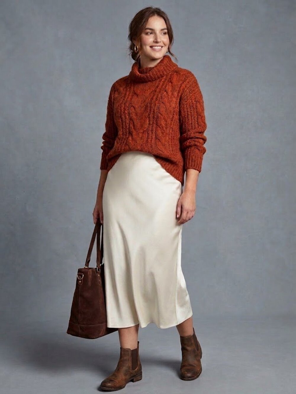 NEW without tags Maison D’Amelie beige satin midi skirt 8